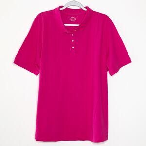 Lands End Womens Polo Top Size 2X Cotton Polo Short Sleeve Fuchsia Pink NEW!